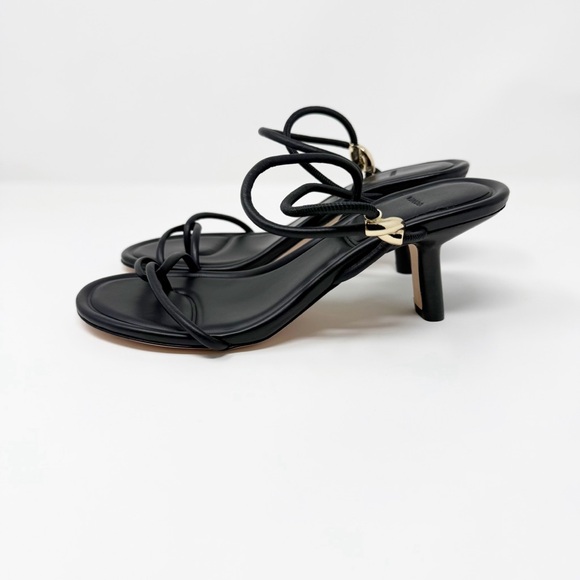 New Vince Jolie Leather Twist Sandal Black Sz 7 - Picture 6 of 12
